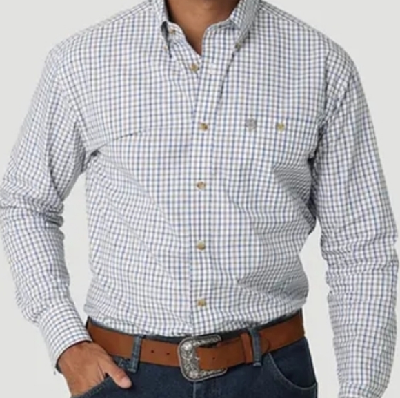 George Strait Wrangler cowboy cut button down shirt